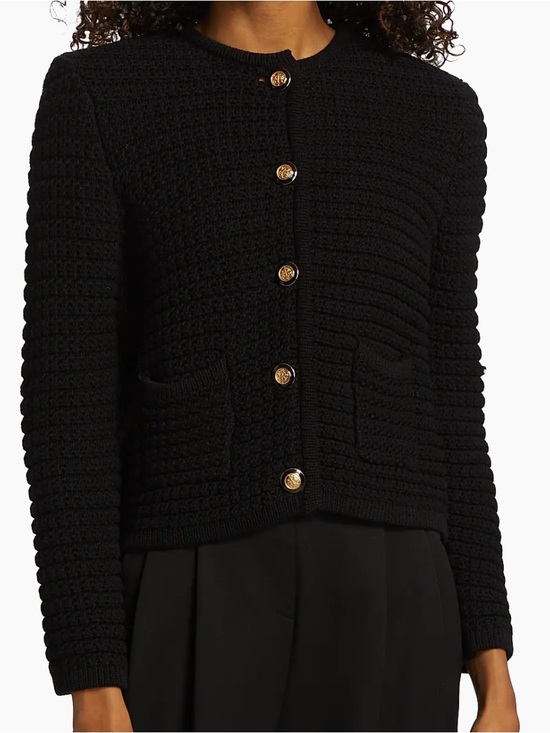 ba&sh Sweaters - ba&sh Gaspard Crewneck Cotton-Blend textured knit Botton placket Cardigan Sz 1